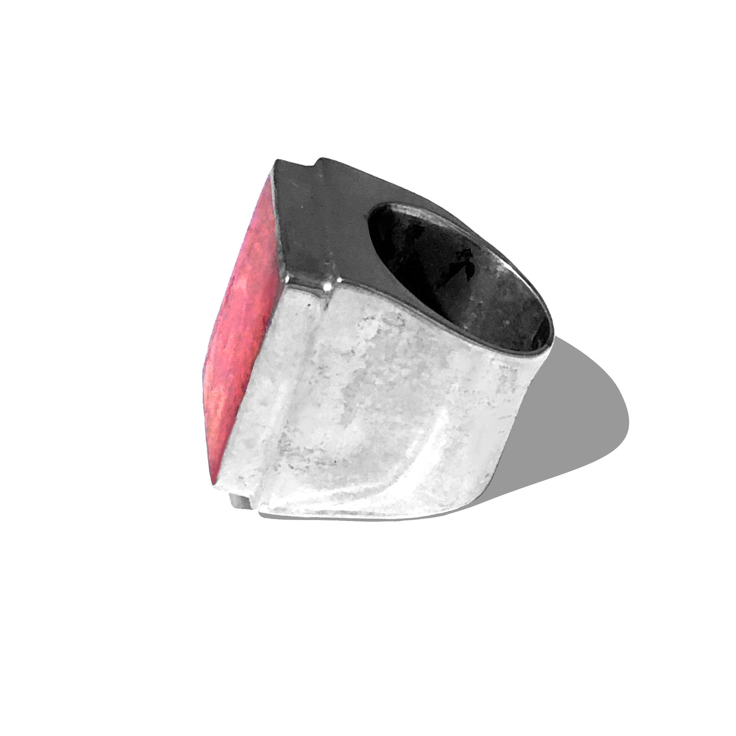 Anello Donna Quadrato Argento e Corallo