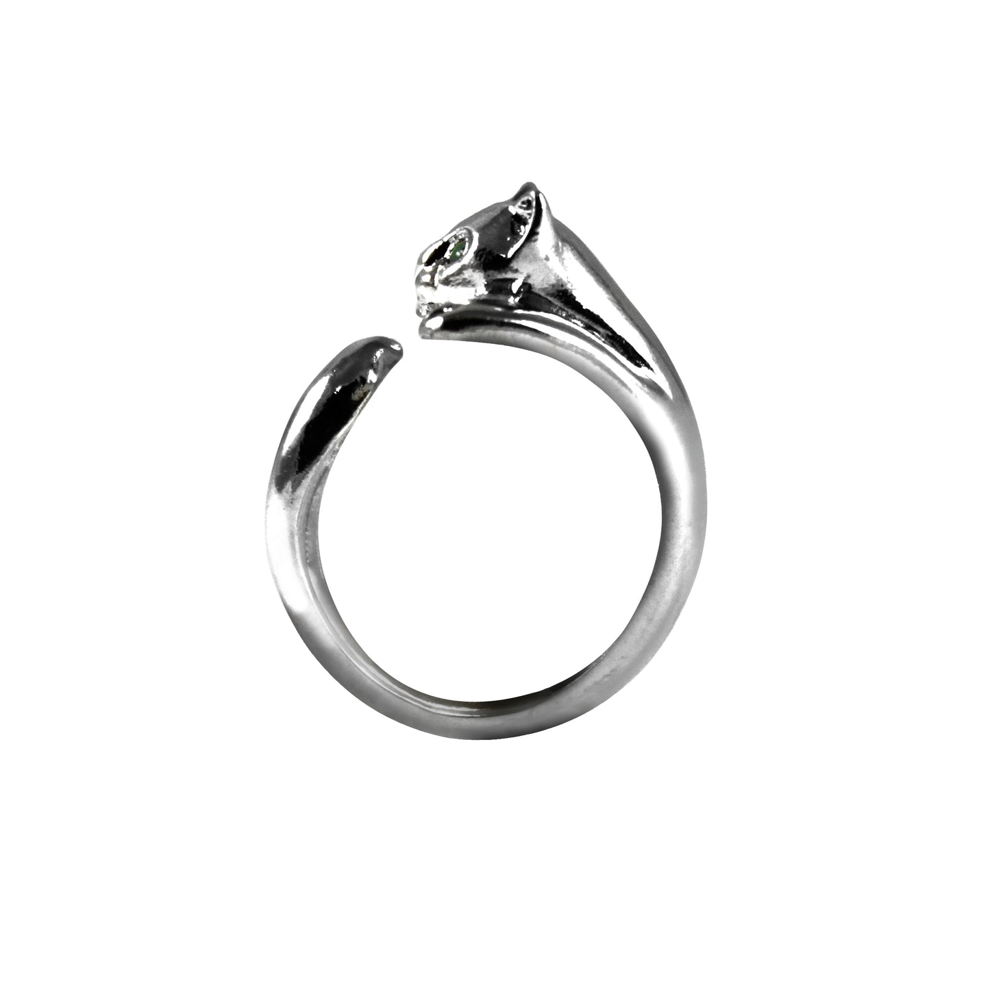 Anello Gattino Argento 925 Occhi Verde Smeraldo