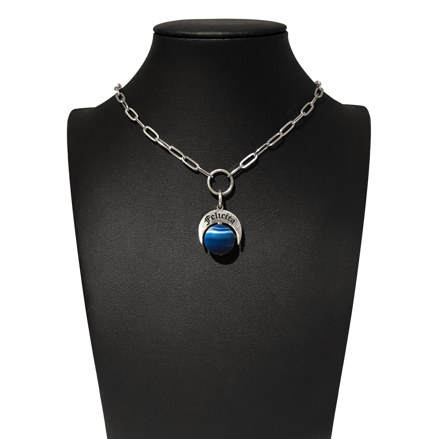 Choker Naja Talismano “Felicità” Agata Blu