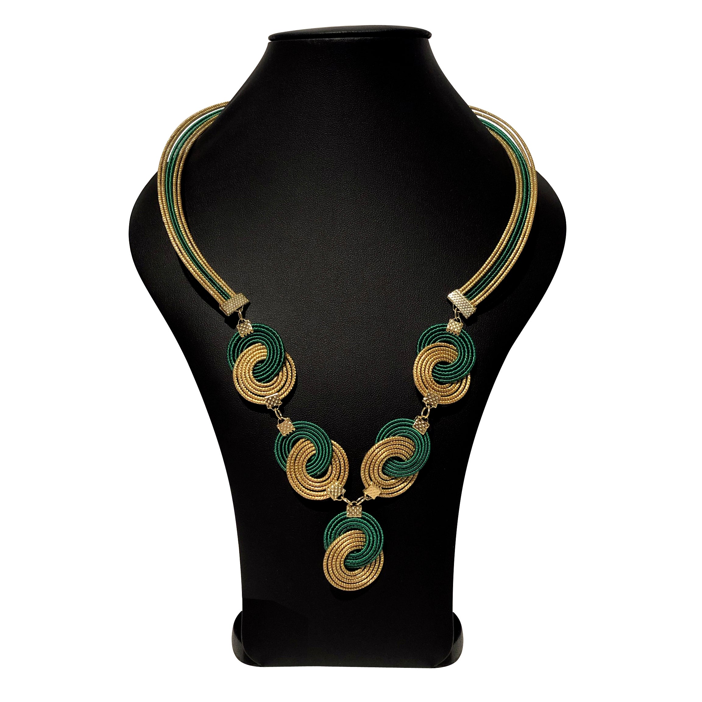 Collana "Spiralis" Verde Capim Dourado