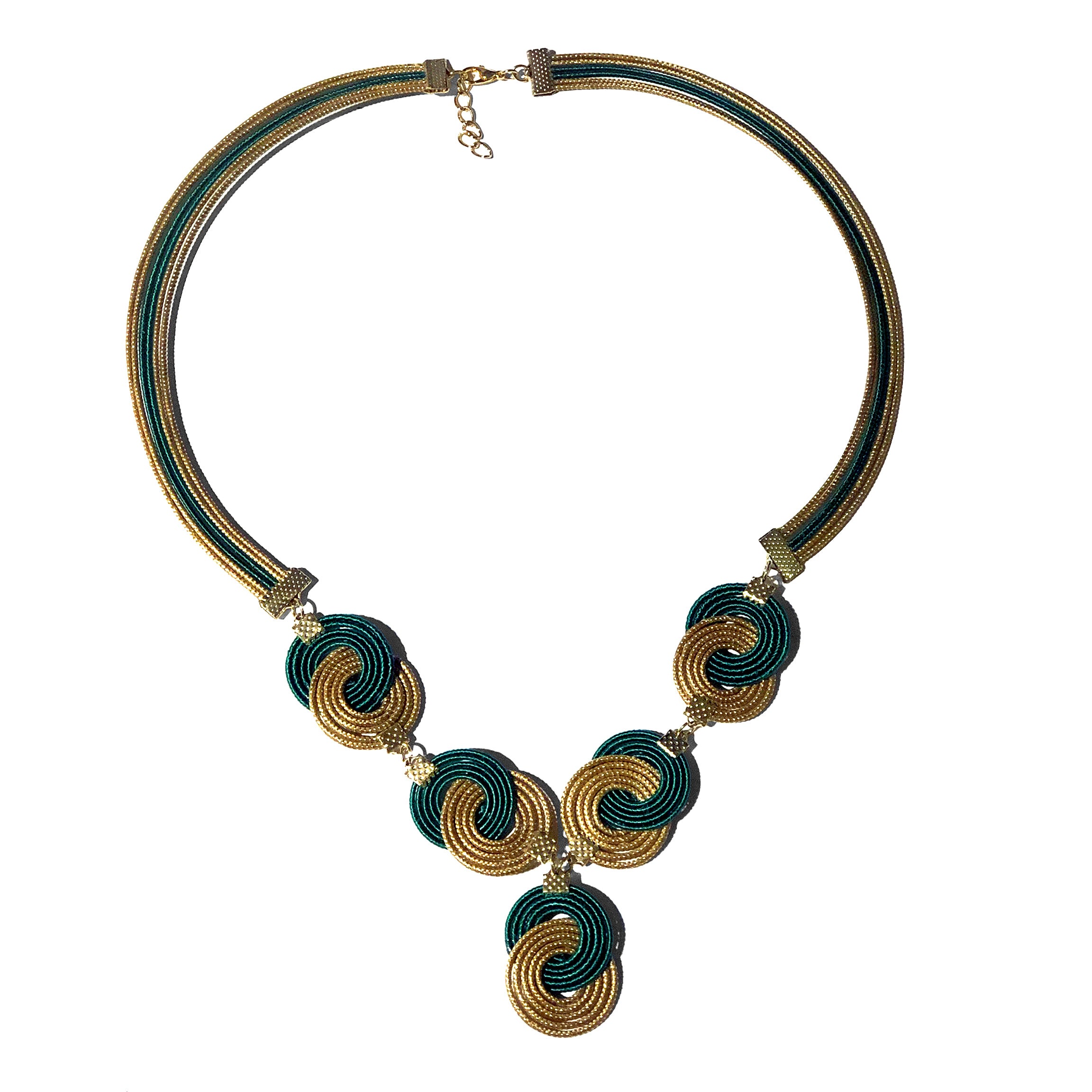 Collana "Spiralis" Verde Capim Dourado