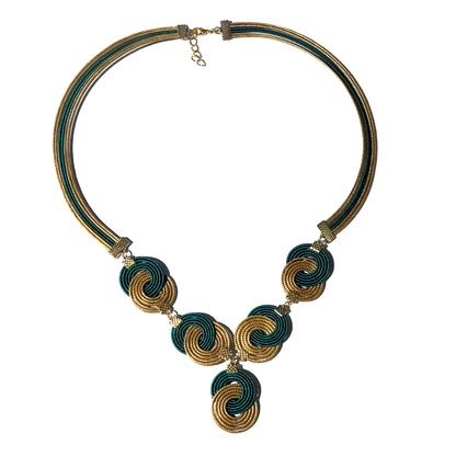 Collana Capim Dourado "Spiralis" Oro e intreccio Verde