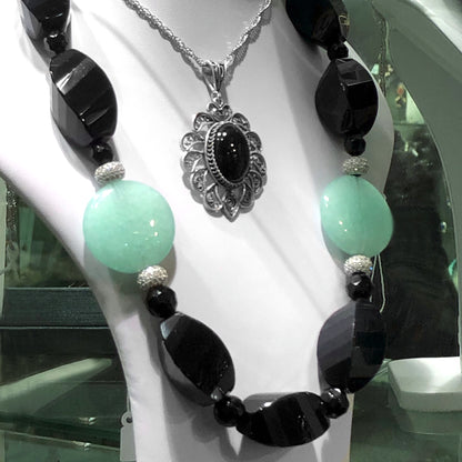 Collana Donna Nera Onice e Giada