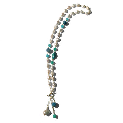 Collana Donna Argento dorato con Perle Naturali e Pietre Dure