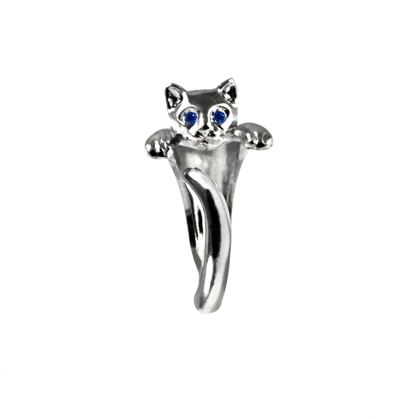 Anello Gattino Argento 925 Occhi Verde Smeraldo