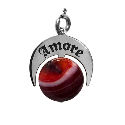 Charm Talismano Amore con Pietra Agata Rossa