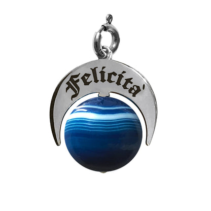 Charm Talismano Felicità con Pietra Agata Blu
