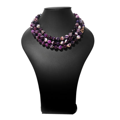 Collana di Agata Viola Striata Marcassite e Argento