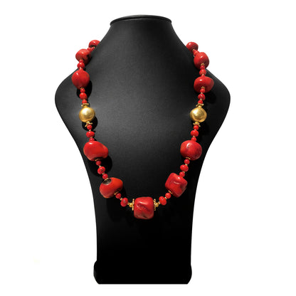 Collana Donna di Corallo Bambù e Argento