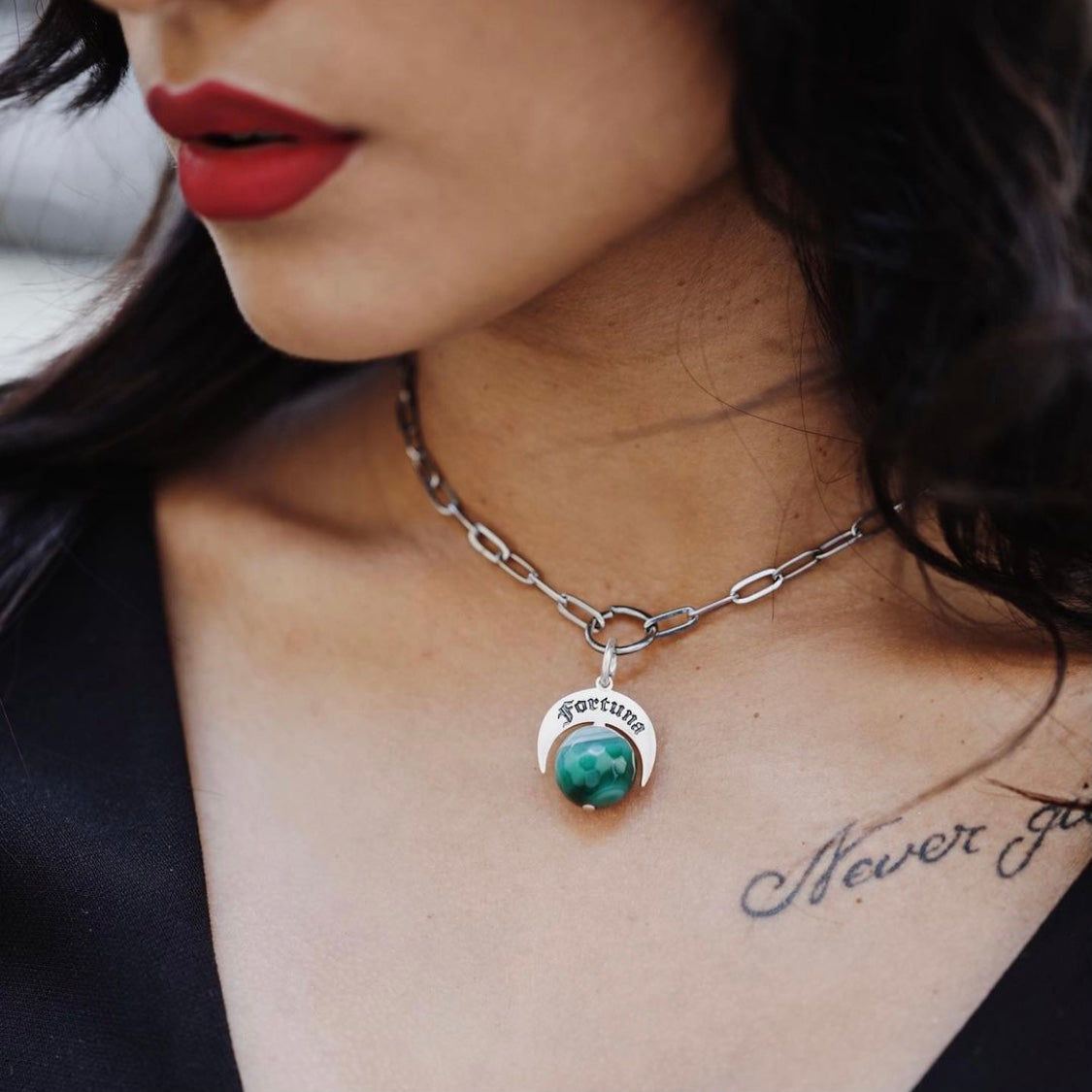 Choker Naja Talismano “Fortuna” Agata Verde