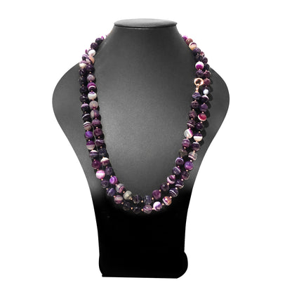Collana di Agata Viola Striata Marcassite e Argento