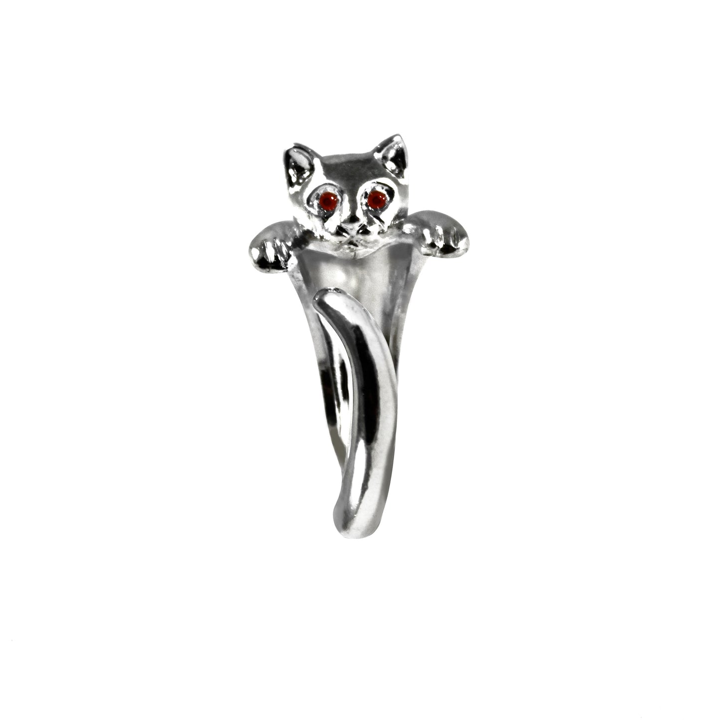 Anello Gattino Argento 925 Occhi Verde Smeraldo